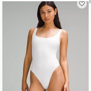Size MWhite Lululemon Wundermost Ultra-Soft Nulu Square-Neck Sleeveless Bodysuit